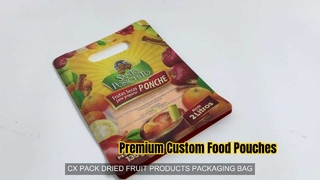 Sachets alimentaires à fond plat personnalisés avec fermeture à glissière et poignée