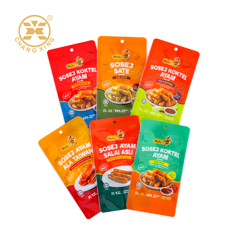 Customized Plastic Food Bags Sausage Packaging Bags Meat sealed Packaging Bag With Zipper