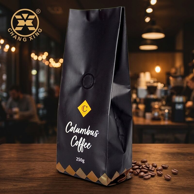 Custom 500g Capacity Stand Up Pouch Coffee Packaging Bags with Resealable Zipper and One-Way Degassing Valve