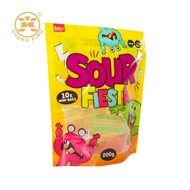 Custom Printed Food Grade Stand Up Pouch with Zipper Top for Candy Packaging