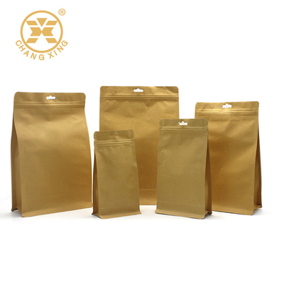 Sacs de café compostables de fond plat de Papier d'emballage avec la valve 16oz