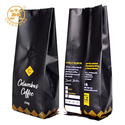 Valve faite sur commande de manière du sac un de Matte Coffee Packaging Quad Seal de café de Bolsas