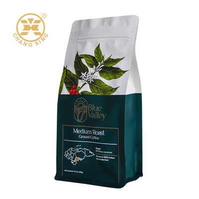 Sacs à café à fermeture à glissière personnalisés à fond plat Sacs à café à fermeture à glissière debout 250g 500g 1kg