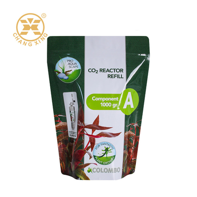 Enveloppe de fertilisation en aluminium imprimée sur mesure VMPET Fertilisateur debout Fermeture à glissière Poche de fertilisation de pesticides