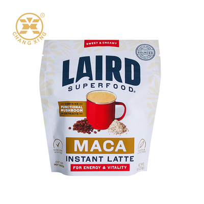 Impression personnalisée de protéines de lait en poudre de grains de café sac d'emballage en plastique Fermeture à glissière sac d'emballage