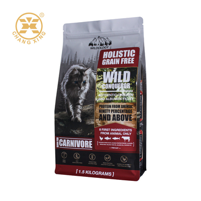 5 kg 10 kg 15 kg 20 kg Sac en plastique à fermeture à glissière pour chien, chat et animal de compagnie Sac d'emballage alimentaire debout Sac à fond plat Pour l'alimentation des animaux de compagnie