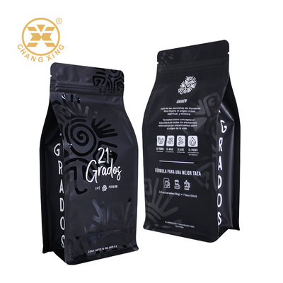 Résistant à l'humidité 15oz Sac à café à fond plat Sac à fermeture à glissière debout Adapté au thé à grains de café 250g 500g 1kg