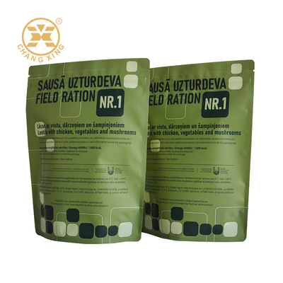 Impression sur mesure Rations de terrain de haute qualité Sac d'emballage Fermeture à glissière en plastique Sac d'emballage pour aliments solides