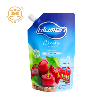Sachet à bec verseur pour savon liquide 500 ml 1L, sachet d'emballage de détergent imprimé sur mesure, sac d'emballage de désinfectant pour les mains liquide avec bec verseur