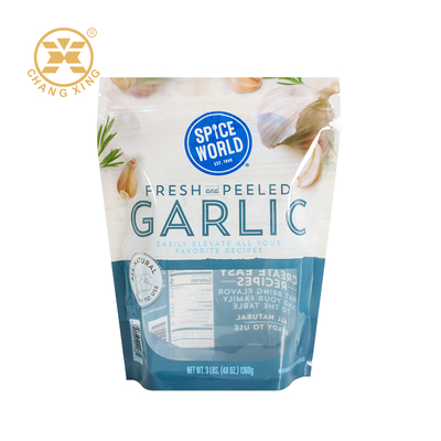 Sacs d'emballage de légumes frais sur mesure en PET/CPP Sacs en plastique à l'ail Bopp avec fenêtre transparente