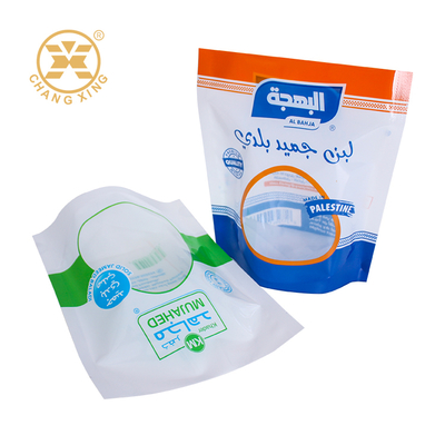 OEM Logo personnalisé Conception imprimé Sac en plastique debout avec fenêtre transparente Farine de riz Noix de haricots emballant sac à main avec fermeture à glissière