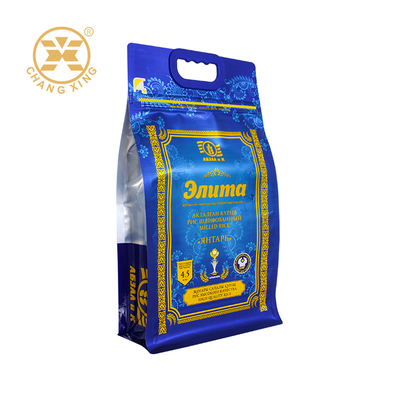 Sacs d'emballage de riz basmati en plastique personnalisé à fermeture à glissière à verrouillage, sac de riz imprimé avec poignée Sacs de riz 5 kg