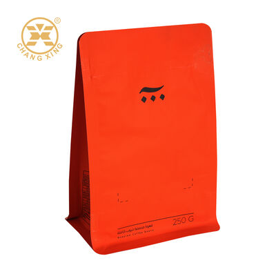 Sac d'emballage de café à fond plat imprimé sur mesure avec fermeture éclair et valve