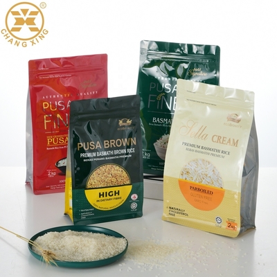 poche d'emballage de riz de nourriture de soudure à chaud de 500g 1KG 2KG avec la poignée