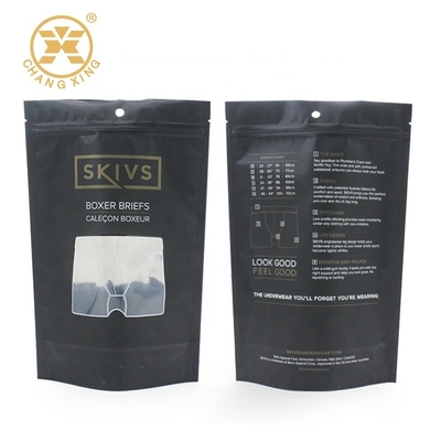60 microns de BRC de fermeture éclair de serrure de sachet en matière plastique de sous-vêtements de sac réutilisable Matte Black de stockage