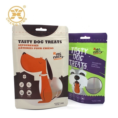L'emballage alimentaire debout d'animal familier de la tirette VMPET met en sac des sachets en plastique de serrure de fermeture éclair de paquet de Doy avec la fenêtre